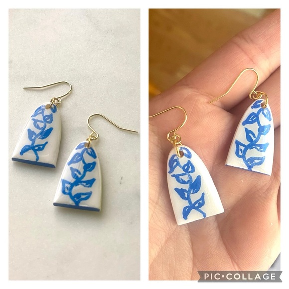 Handmade painted polymer clay earrings - Picture 1 of 4